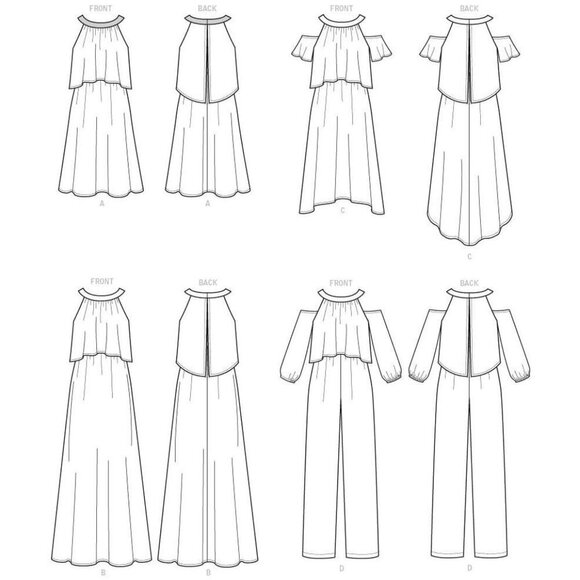 Butterick Sewing Pattern 6452 Dress Jumpsuit Cold Shoulder Size 14-22 - Picture 3 of 6